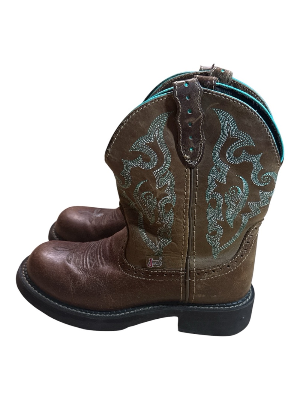 Justin Women's Gypsy 9in. Cowboy Boot Size 6.5 Brown and Turquoise western - Picture 3 of 6